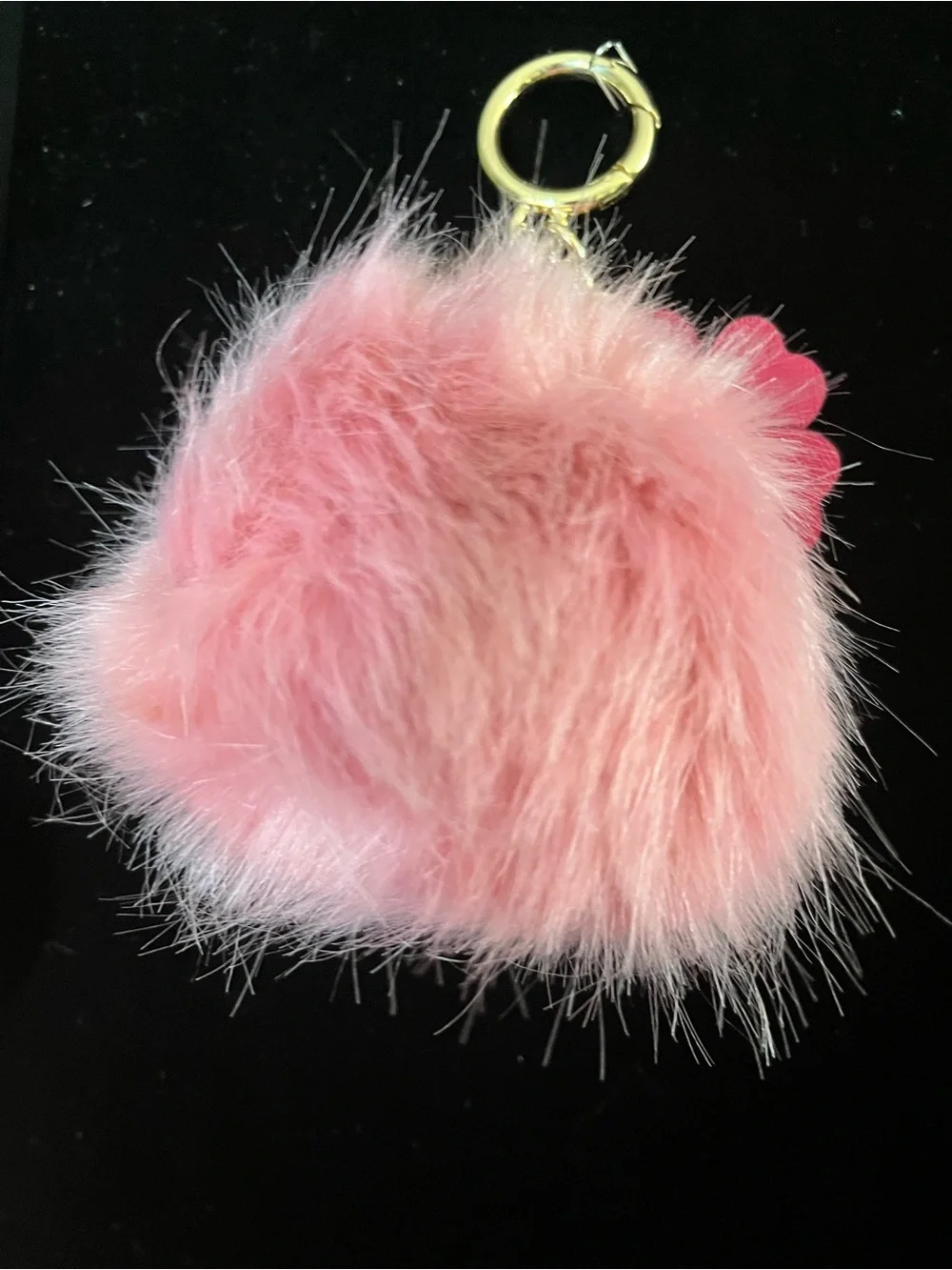 Michael Kors Pink Faux Fur Pom Pom Keychain with Hot Pink Flower Charm